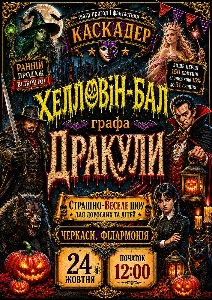 Страшно весела шоу-вистава «Хелловін-бал графа Дракули»