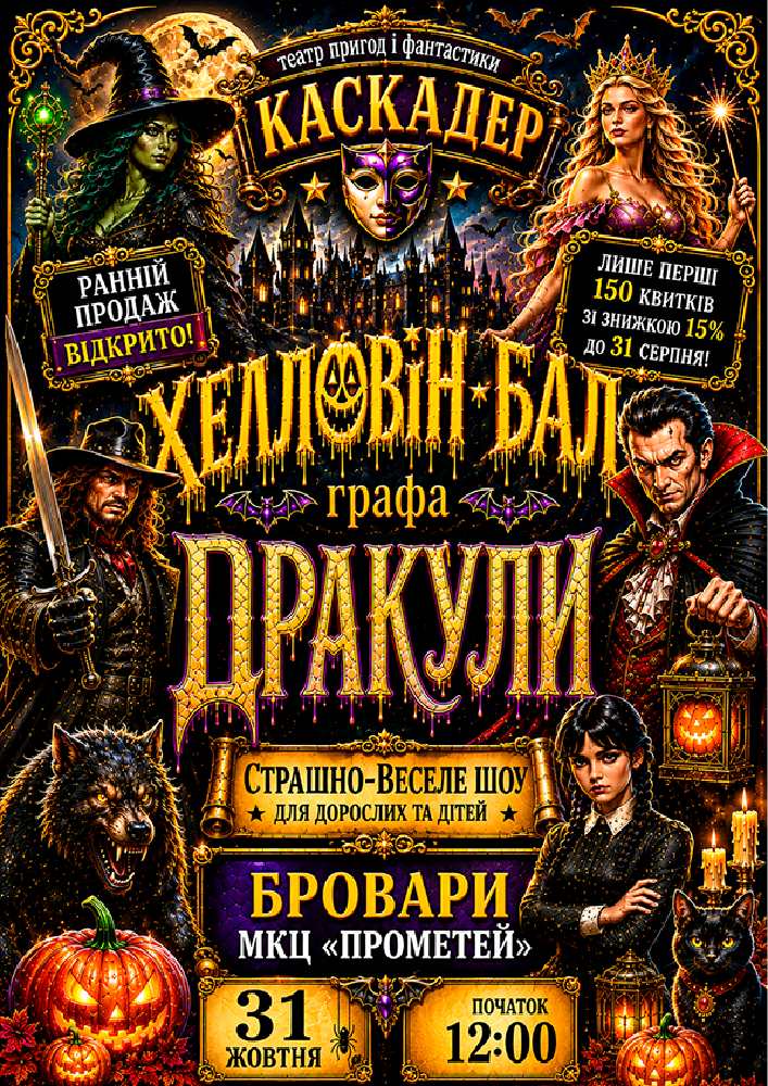 Страшно весела шоу-вистава «Хелловін-бал графа Дракули»