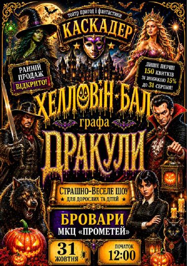 Страшно весела шоу-вистава «Хелловін-бал графа Дракули»