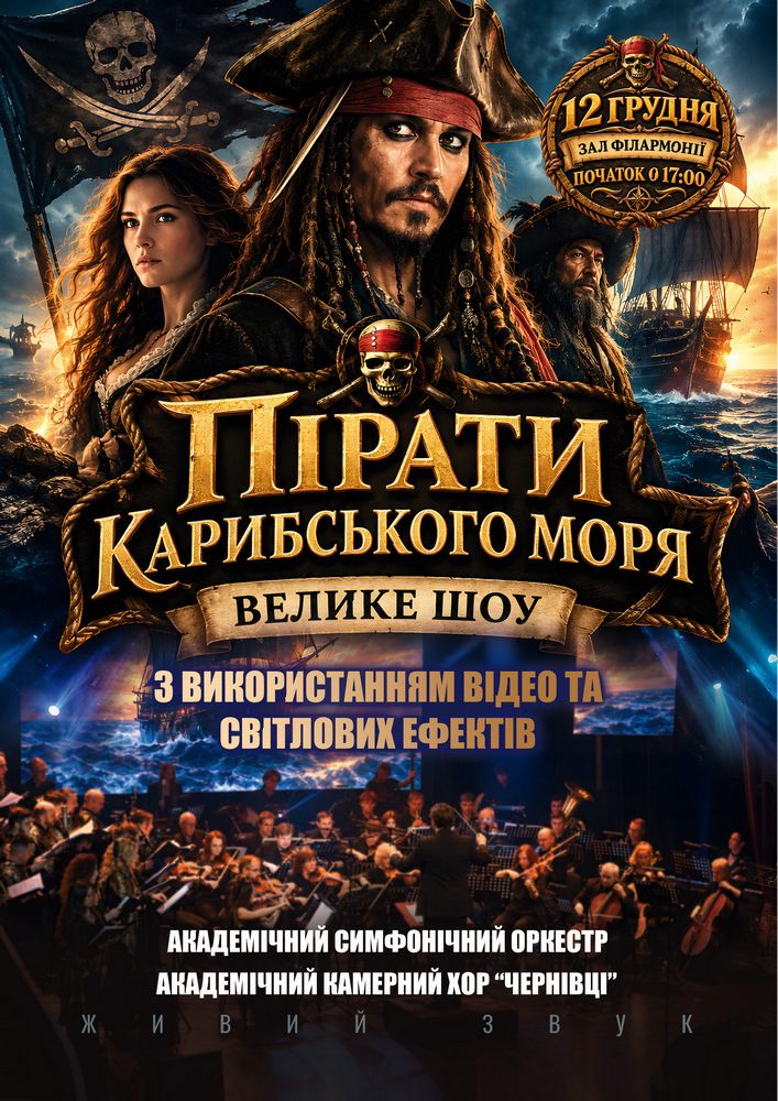 «Пірати Карибського моря». Музичне шоу з використанням відео та світлових ефектів